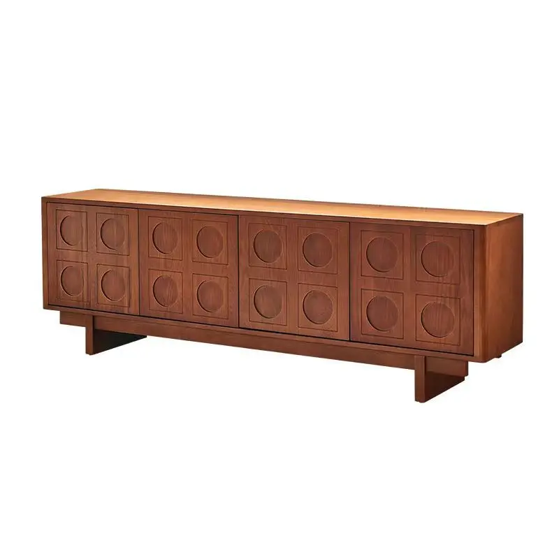 

French retro TV cabinet light luxury high-end coffee table combination solid wood living room home integrated simple small