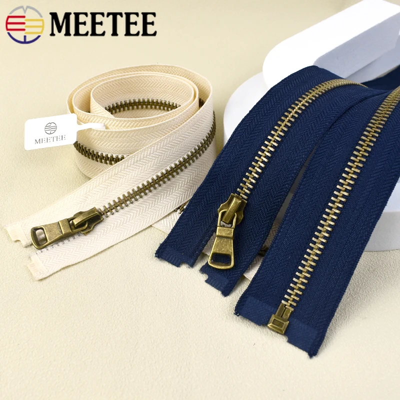 2/5Pcs 5# Metal Zippers 40/50/60/70/80cm Bronze Teeth Open-End Zipper Bag Jacket Cabbage Zips Sewing Decor Zip Repair Accessory