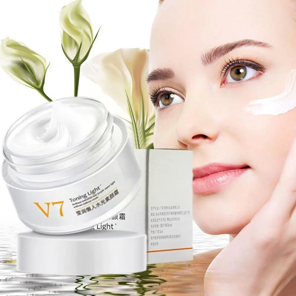 

50g V7 Toning Light Face Cream Brighten Skin Tone Fade Creams Aging Anti Blemishes Whitening Greasy Moisturizing Non Hydrat A7W3