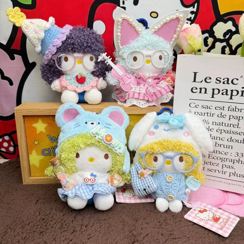 

10CM anime Hello Kitty cosplay cross-dressing cartoon plush doll keychain kawaii school bag pendant accessories holiday gift