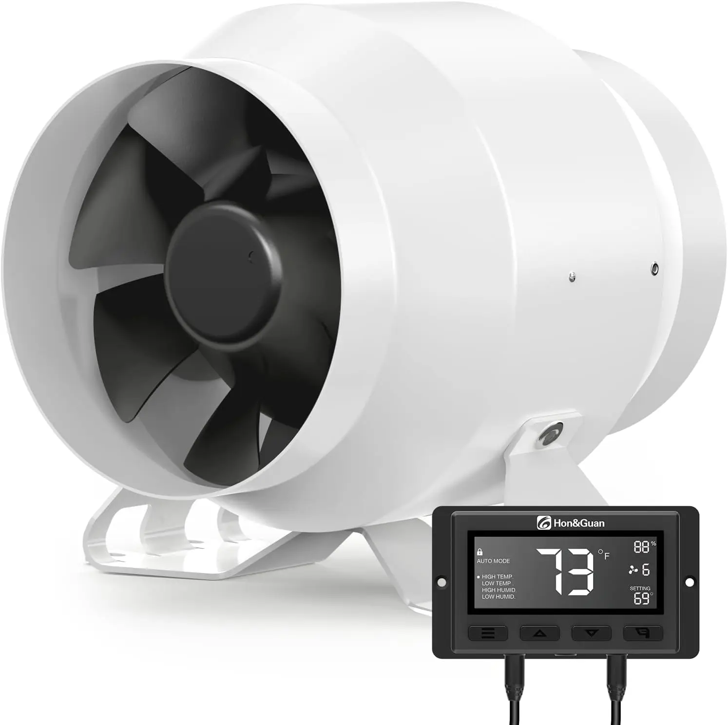 Hon&Guan PRO 4 Inch Inline Duct Fan - 212 CFM with Quiet EC Motor & Temperature Humidity Smart Controller, Ventilation