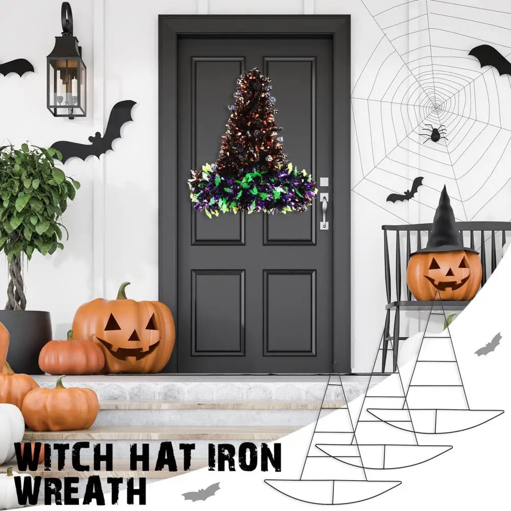 Hanging Wreath Form Halloween Wreath Frame Thanksgiving Pumpkin Wreath Frame Diy Metal Wire Form for Front Door Decor Flower