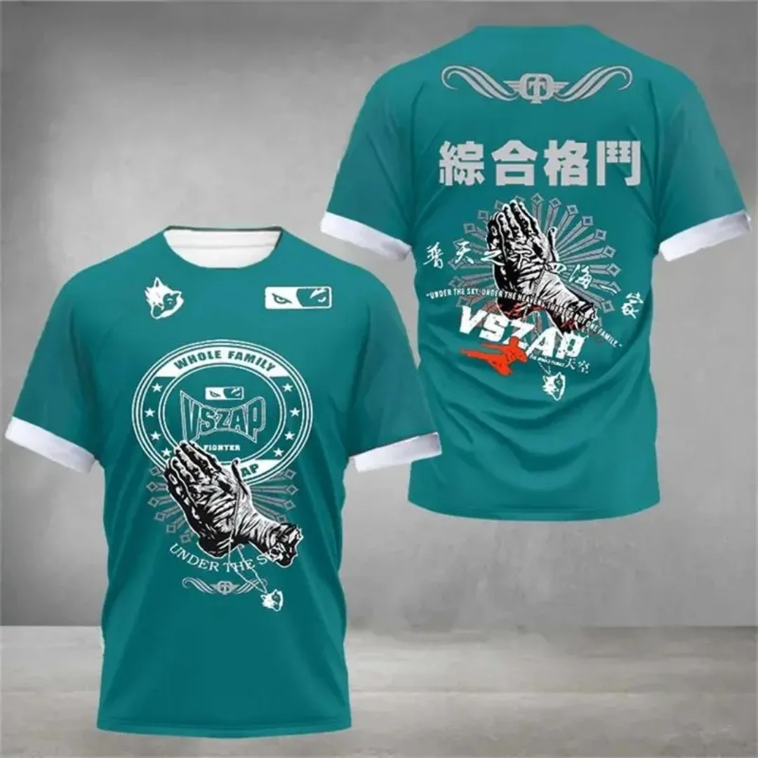 

Cross-border 3D Printed Muay Thai Boxing Fitness T-shirt European Size Outdoor Street Loose Dry Short Sleeve Summer Men Tshirt