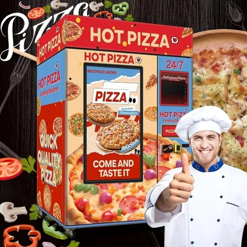 Intelligent Pizza Vending Machine Automatic Smart Pizza Maker Touch Screen Cashless Payment Pizza Baking for Supermarket Airport