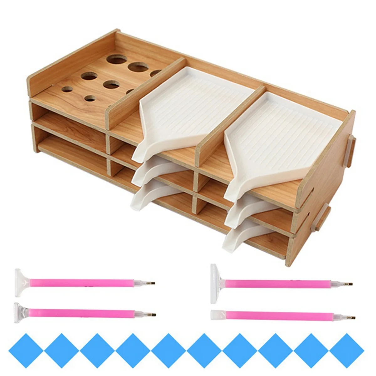 5D DIY Diamond Multi-Layer Rack Painting Tool Storage Tray Drilling Pen Organizer Embroidery Parts-Style 2, 9 Grids