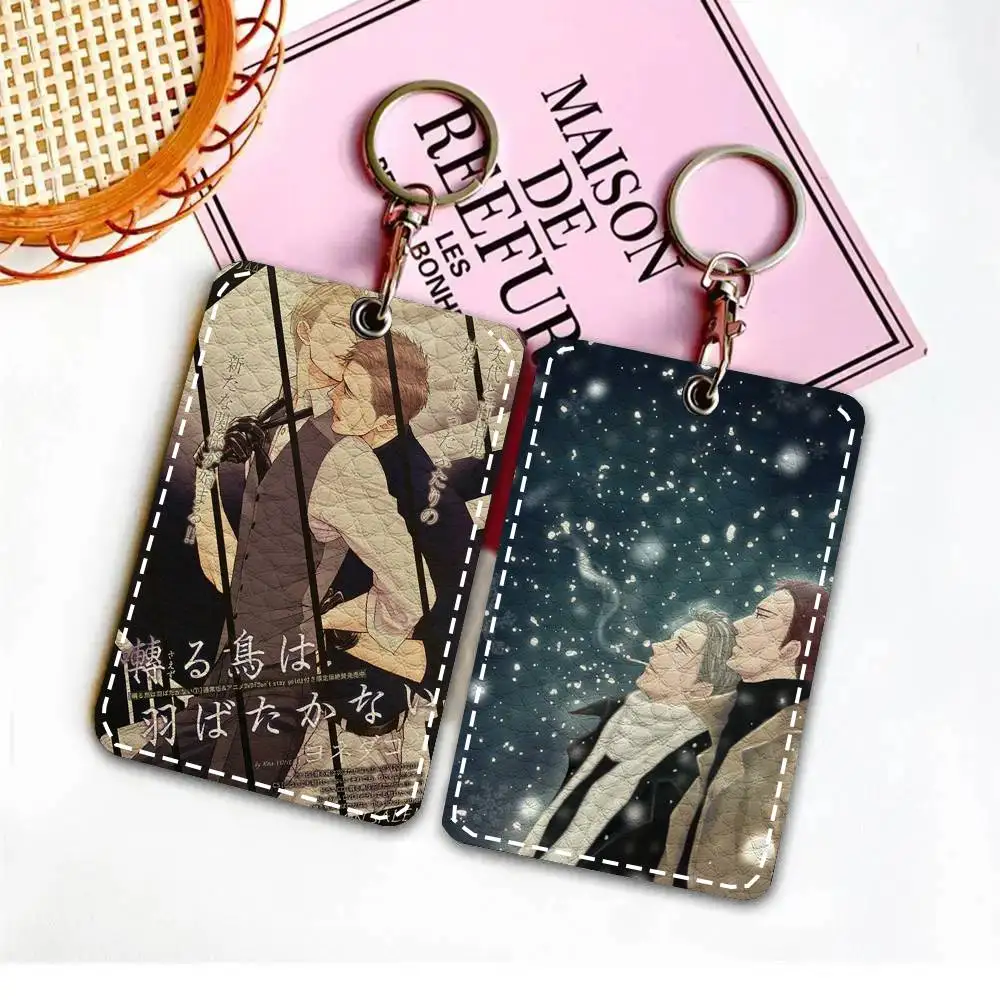 

Classic Anime T-Twittering Birds Never Fly Card Case Keychain Access Card Bag Key Tag Ring Leather Card Holder Key Ring Access