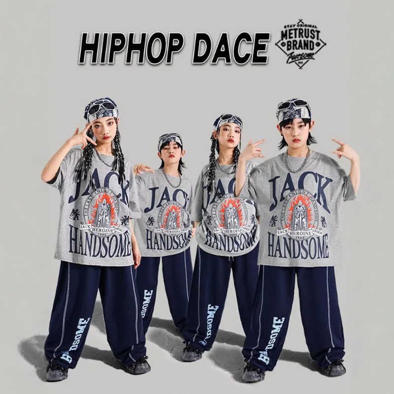 Tenues Hip Hop pour filles, T-shirt ample, pantalon en Denim de danse de rue, Streetwear pour enfants, Costume K-pop pour adolescents, ensemble de vêtements de Jazz