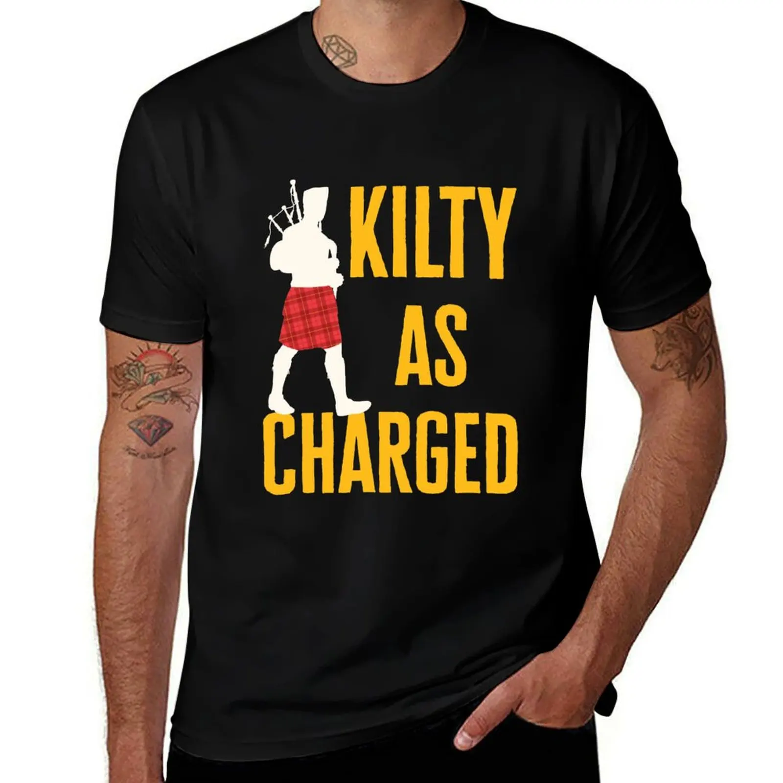 Kilty As Charged Funny Scottish Kilt Kilts T-Shirt cute clothes oversized t shirt mens clothes