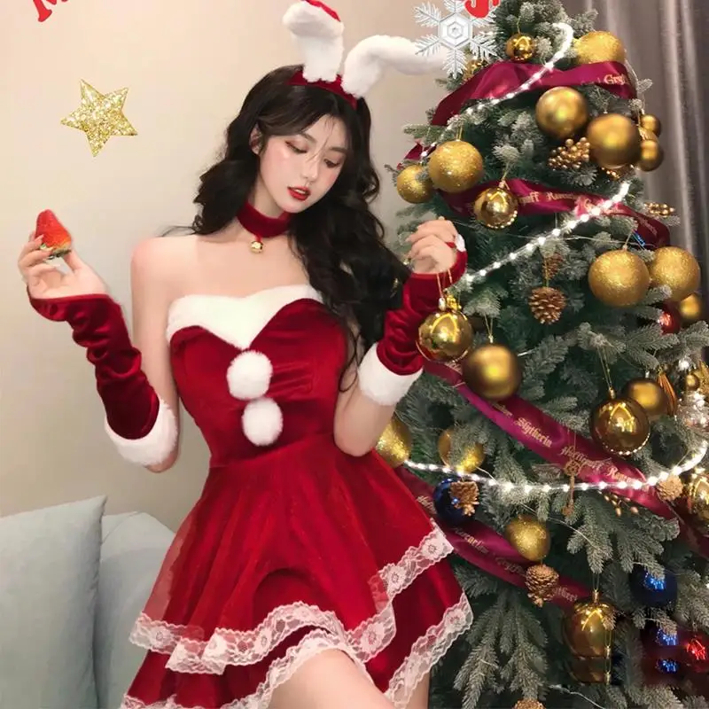 Sexy Halloween Rabbit Girl Cosplay Uniform Stage Performance Costume Christmas Theme Rabbit Lady Outfit Pure Desire