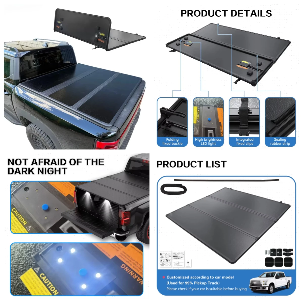 

Aluminum Hard Tri-Fold Tonneau Cover Truck Bed Cover for BYD Shark Pickup 2025-2026