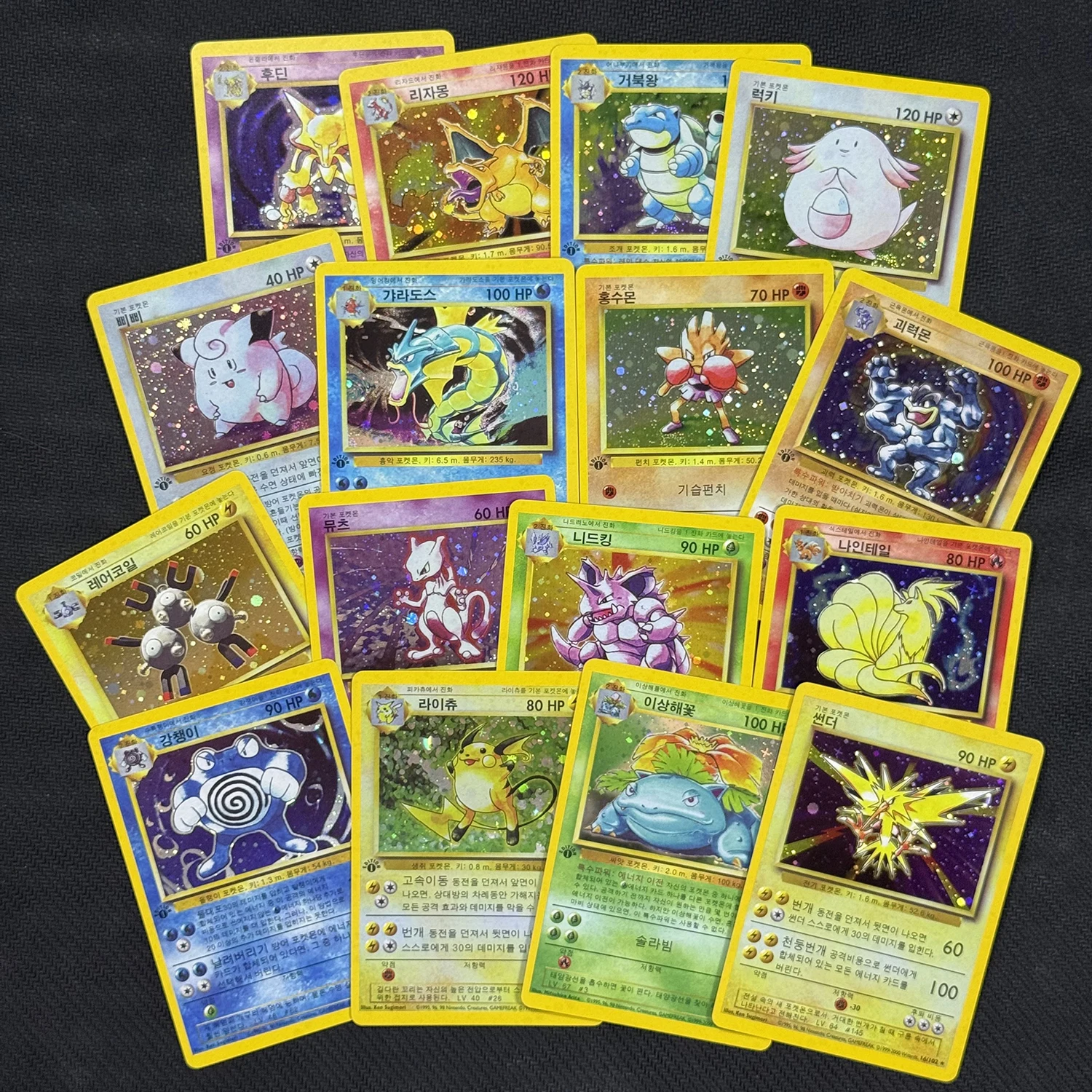 PTCG Proxy Cards 1996 First Edition Korean Hitmonchan Magneto Raichu Mewtwo Alakazam Venusaur New Holographic TCG DIY Card