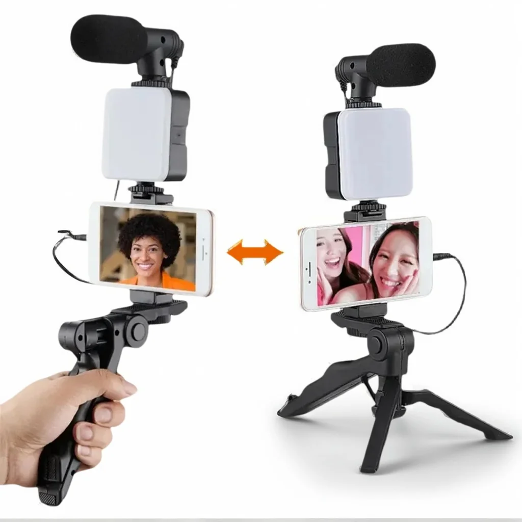 

Универсальный комплект для создания телефона — складной штатив, микрофон и светодиод для потоков 4K