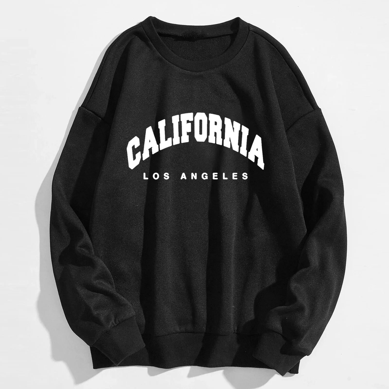 Womens Hoodies Long Sleeve Graphic California Letters Print Crew Neck Sweatshirts Pullover Hip Hop Streetwear Crewneck Female