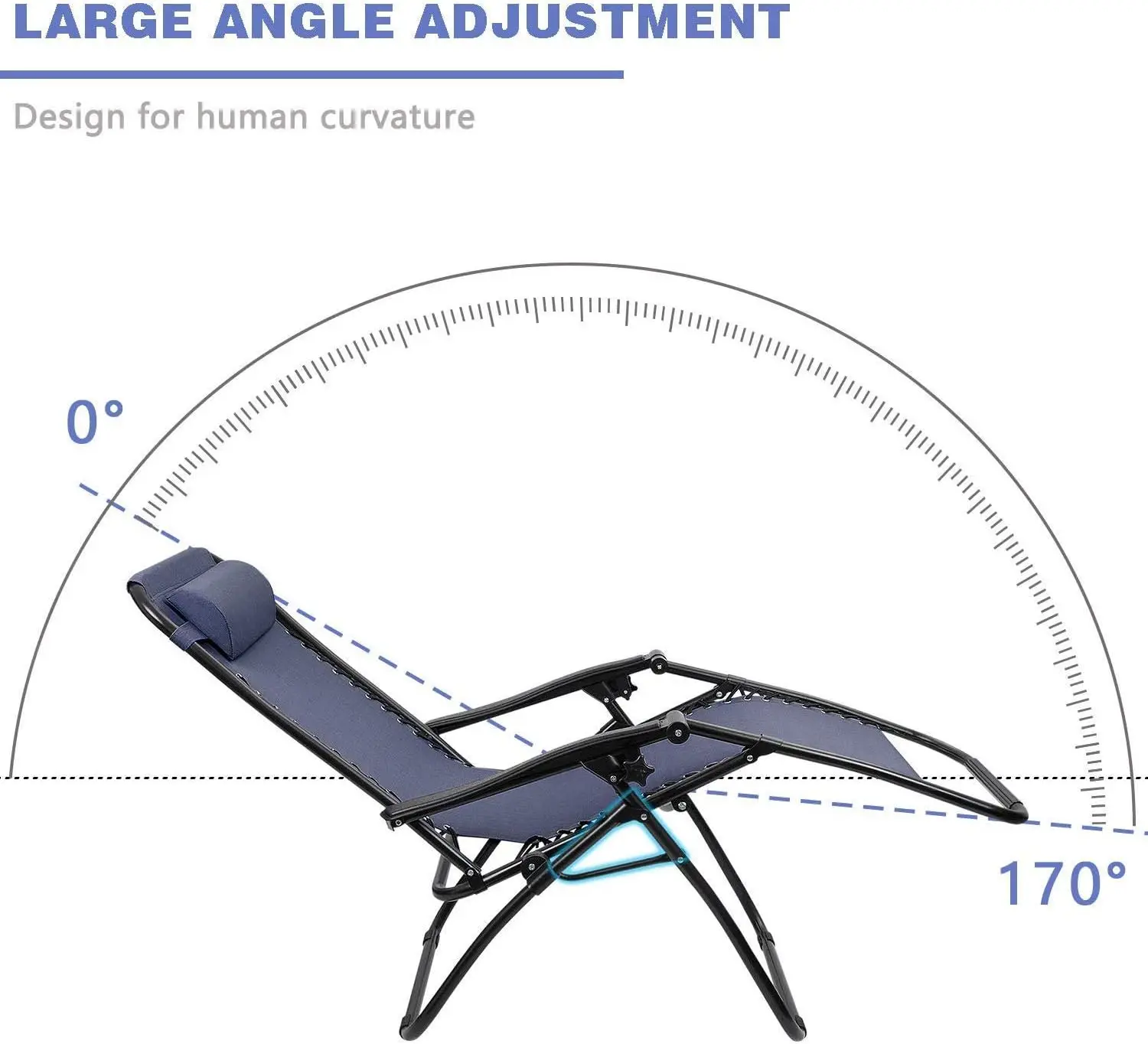 Silla plegable de gravedad cero para Patio, sillón reclinable con portavasos y almohadas, para exteriores, campamento