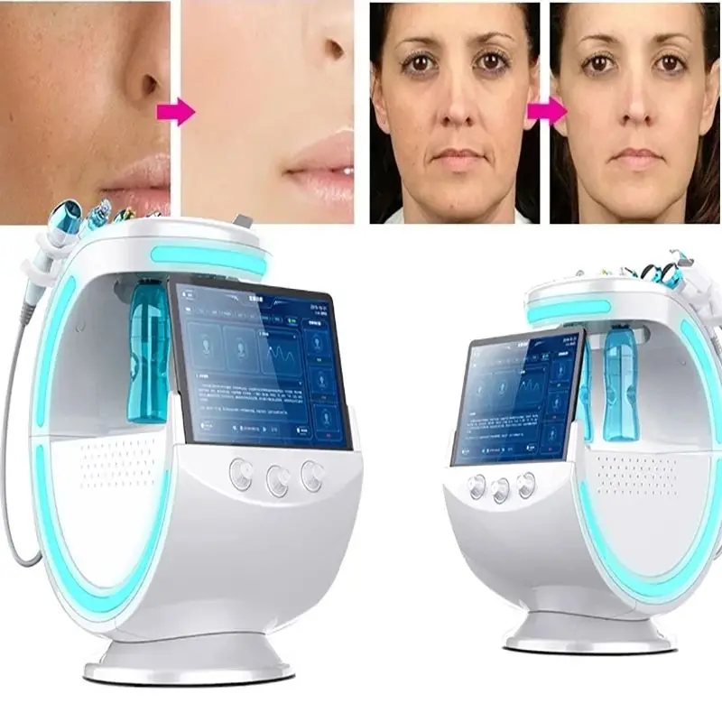 Ice Blue Magic Mirror Skin Analyzer Ce Multifunctional 7 in 1 Ultrasonic Skin Care Cryotherapy Microdermabrasion Machine