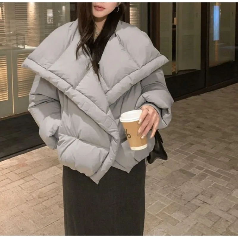 High-end Sense Large Lapel Cotton-padded Jacket 2025 Winter Fashion New Style Versatile Short Cotton-padded Coat Jacket