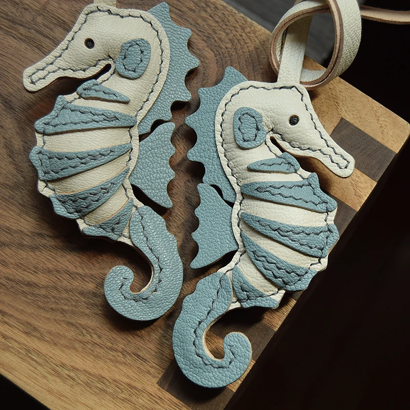 

Hippocampus original leather car key pendant bag pendant personalized simple girls gift matching