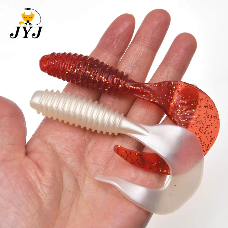 JYJ 10cm 8.5g 5pcs/bag soft artificial lure grub worm bait , long crooked tail wobbler swimbait da pesca bass crappie pike lure