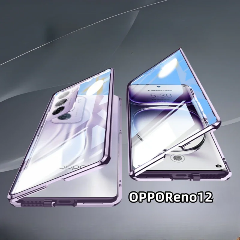 

Магнитная металлическая двухсторонняя стеклянная крышка для OPPO Reno 12 Pro Reno12 Pro