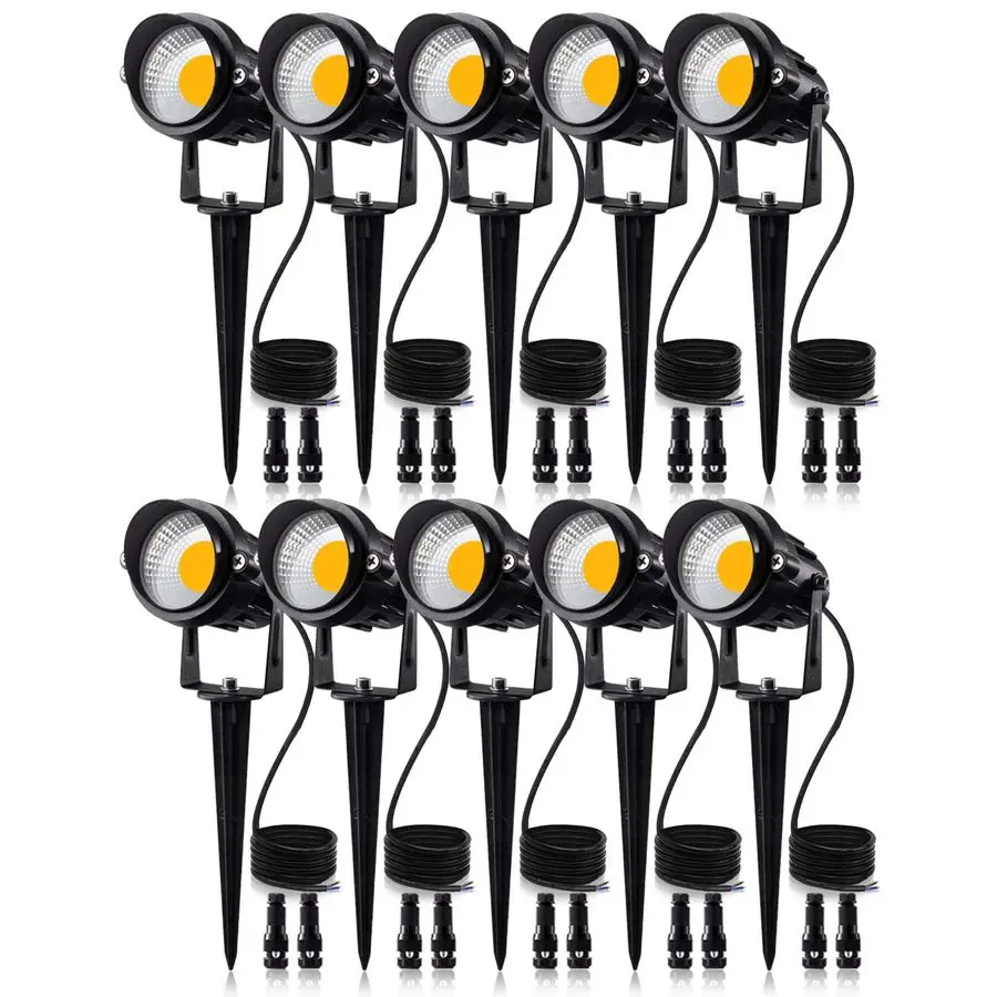 

12W Low Voltage LED Landscape Lights with Connectors, Outdoor 12V Super Warm White 900LM Waterproof Garden Pathway Lights Wall T