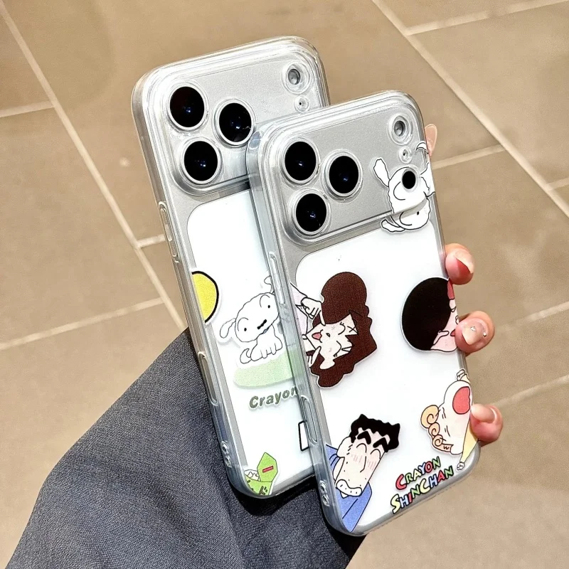 Милый чехол Shin-chan с карандашом для iPhone 11, 12, 13, 14, 15, 16, 17 Pro Max Plus Air mini Nohara Shinnosuke Shinchan, мягкий чехол