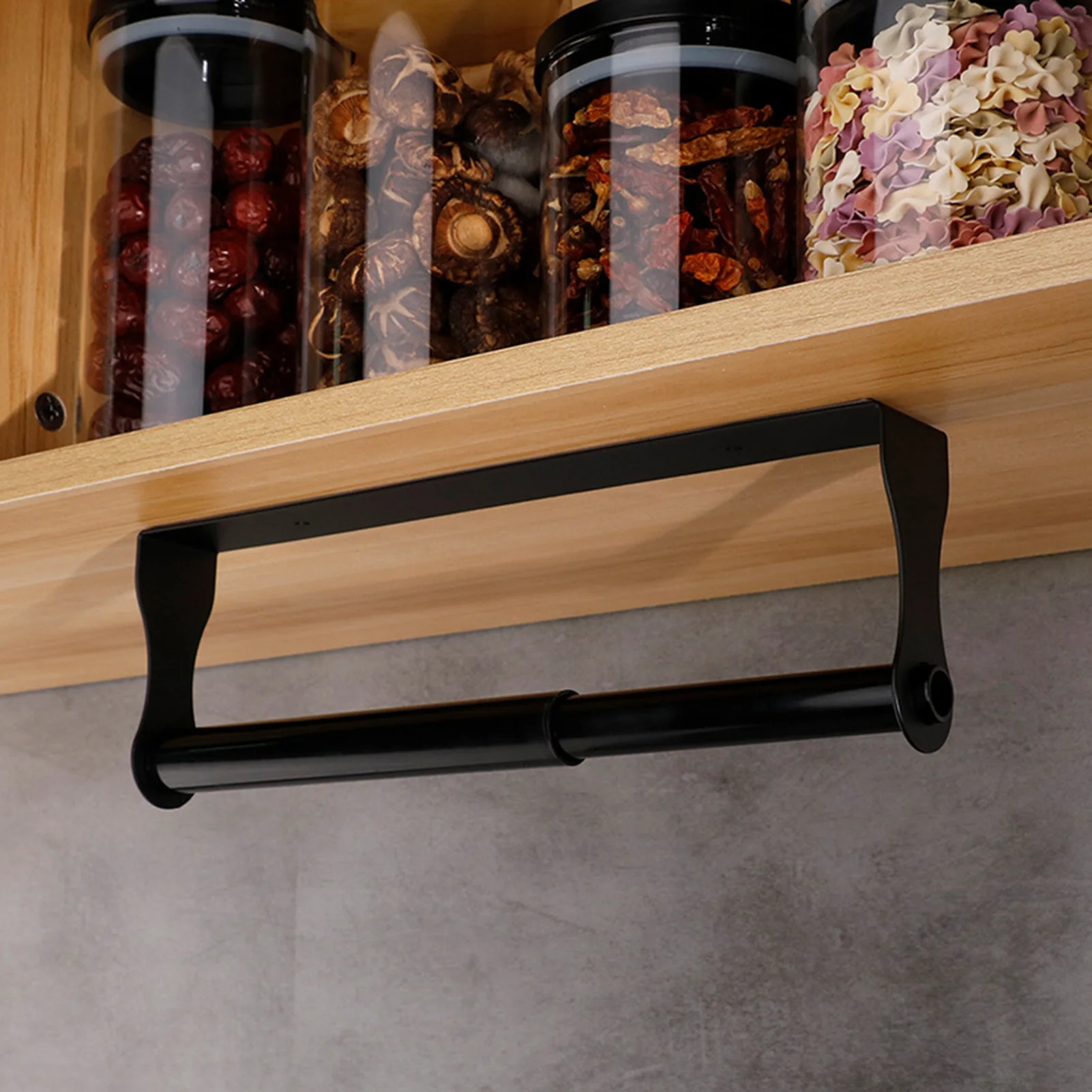 

Kitchen Paper Towel Holder Easy to Install Towel Bar & Cling Film Roll Holder for Keeping Countertop Clean & Dry