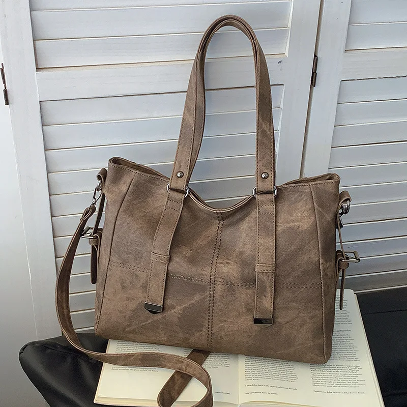 

Винтажная сумка-хобо из натуральной кожи, дизайнерская сумка через плечо большой вместимости, женская сумка через плечо для ежедневных поездок на работу