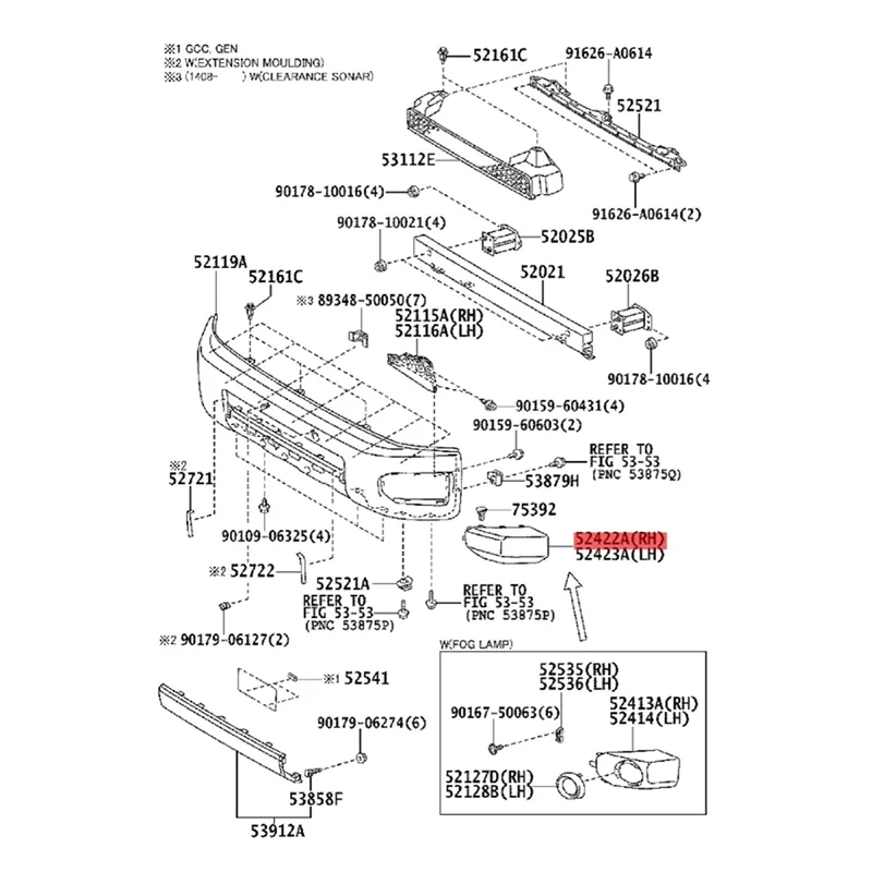 AW-52422-35030 capa de canto do para-choque dianteiro direito para toyota fj cruiser 2007-2014 tampa lateral protetor escudo 52422-35020 parte