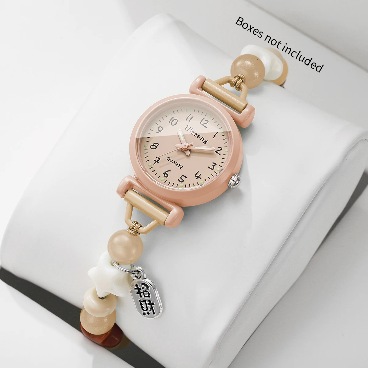 Fashion Women Arabic Dial Quartz Watch Adjustable Beaded Chain Bracelet Watches Relogio Feminino Girls Clock Gift (Without Box)