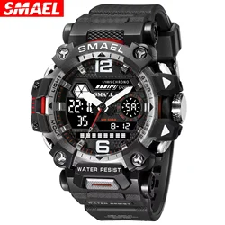 SMAEL 8072 50m Waterproof Sports Watch Military Man Sports Watch Digital Dual Display Watch  Quartz  Led Digital Men Watches