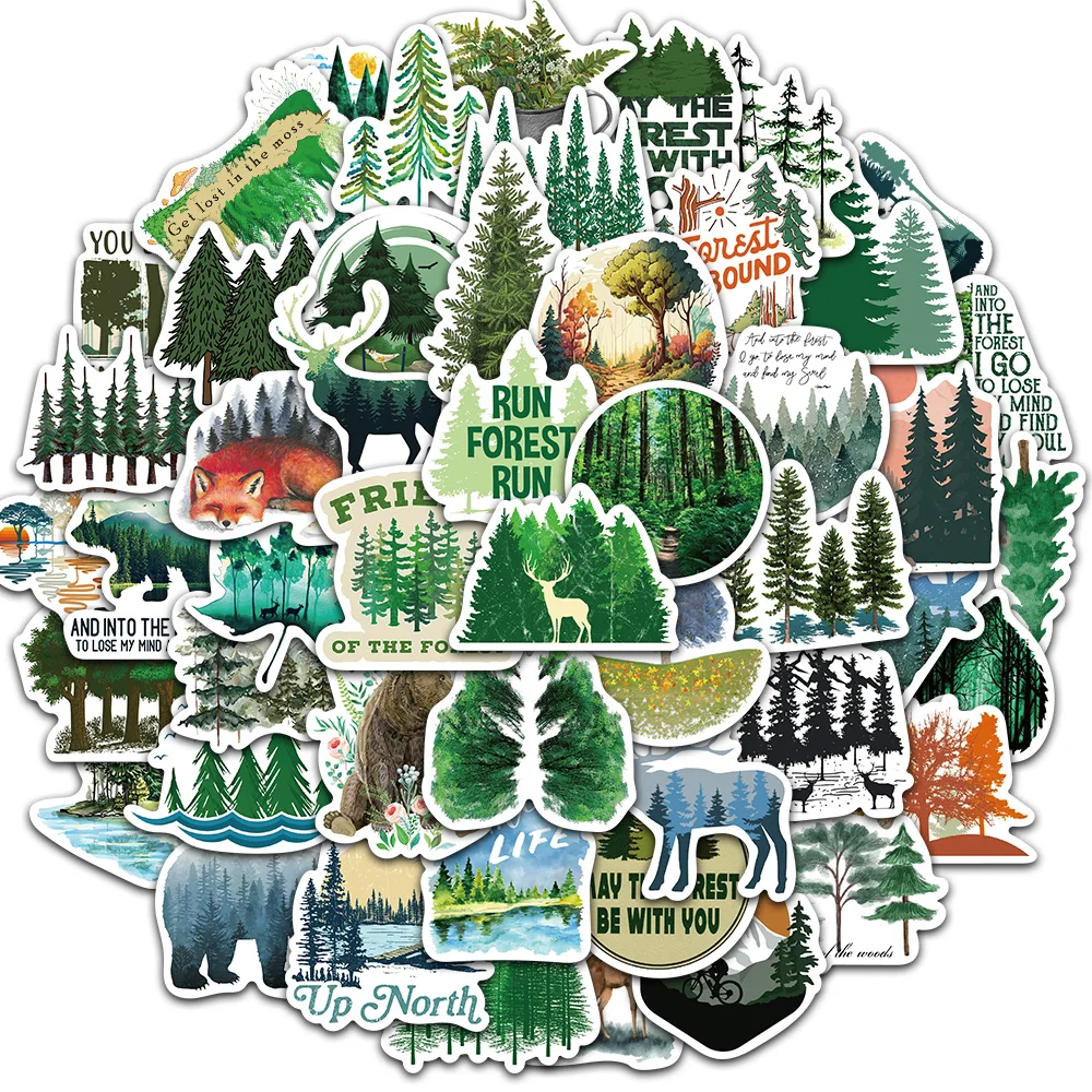 50 pçs floresta graffiti adesivos telefone scrapbooking papelaria caixa de armazenamento guitarra skate copo água adesivos decorativos
