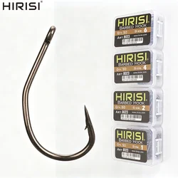 Hirisi 50pcs PTFE Coating High Carbon Stainless Steel Barbed Hooks Fishing Hook Fishing Accessories 8023