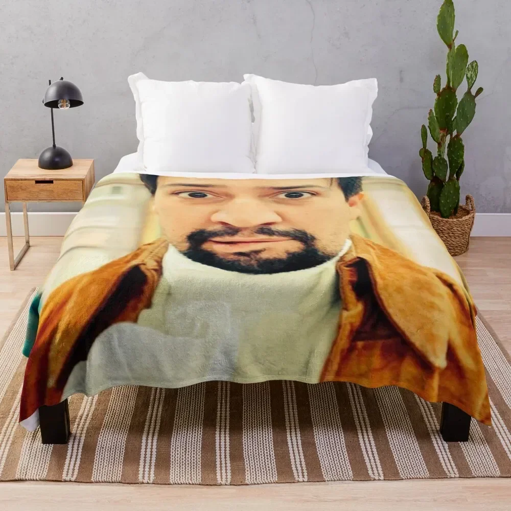 Lin Manuel Miranda Biting His Lip Throw Blanket Comforter Summer Shaggy Blankets Plush cosplay anime manga Flannel Blankets