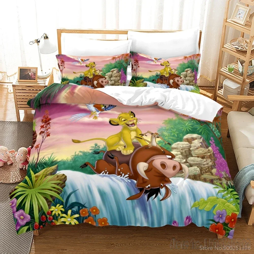 The Lion King Disney Cartoon Love Child Duvet Cover Set HD Comforter Cover Bedclothes for Kids Bedding Sets Bedroom Decor