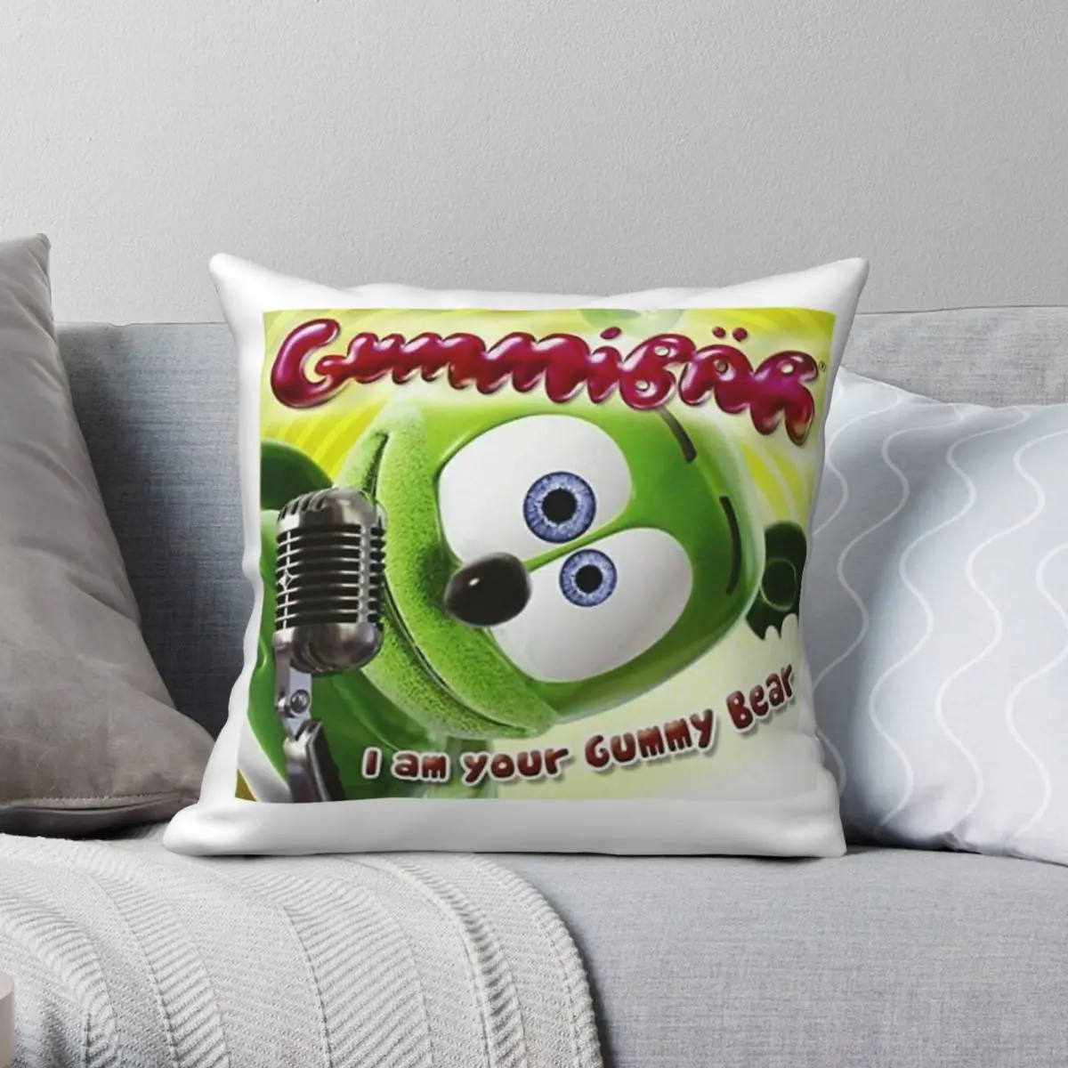 Gummibﾤr I Am Your Gummy Bear Pillowcase Polyester Linen Velvet Printed Zip Decorative Car Cushion Cover