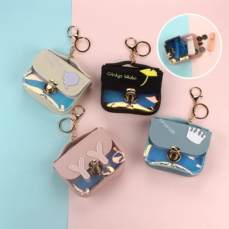 2024New Korean Trendy Wallet Women Clutch Bag Crown Print Cute Wallet Laser Coin Purse Girls Coin Pouch ID Card Holder Card Bag