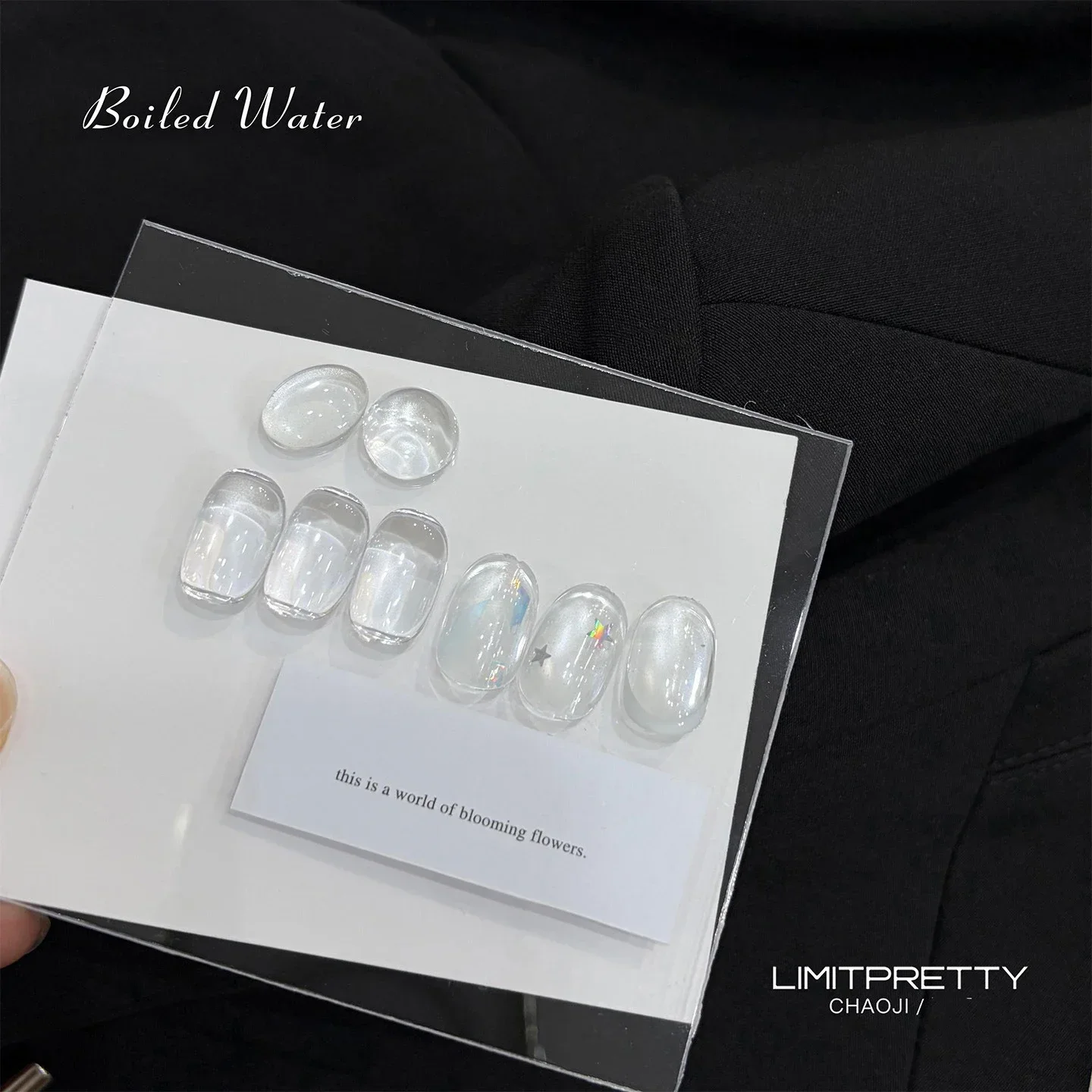 Eisklarer Weißer Wasser-Katzenauge-Gel-Nagellack Ohne Basislack Transparenter Magnetischer Nagellack Hochglanz Schimmernder UV-Gel zum Einweichen – Detail 5