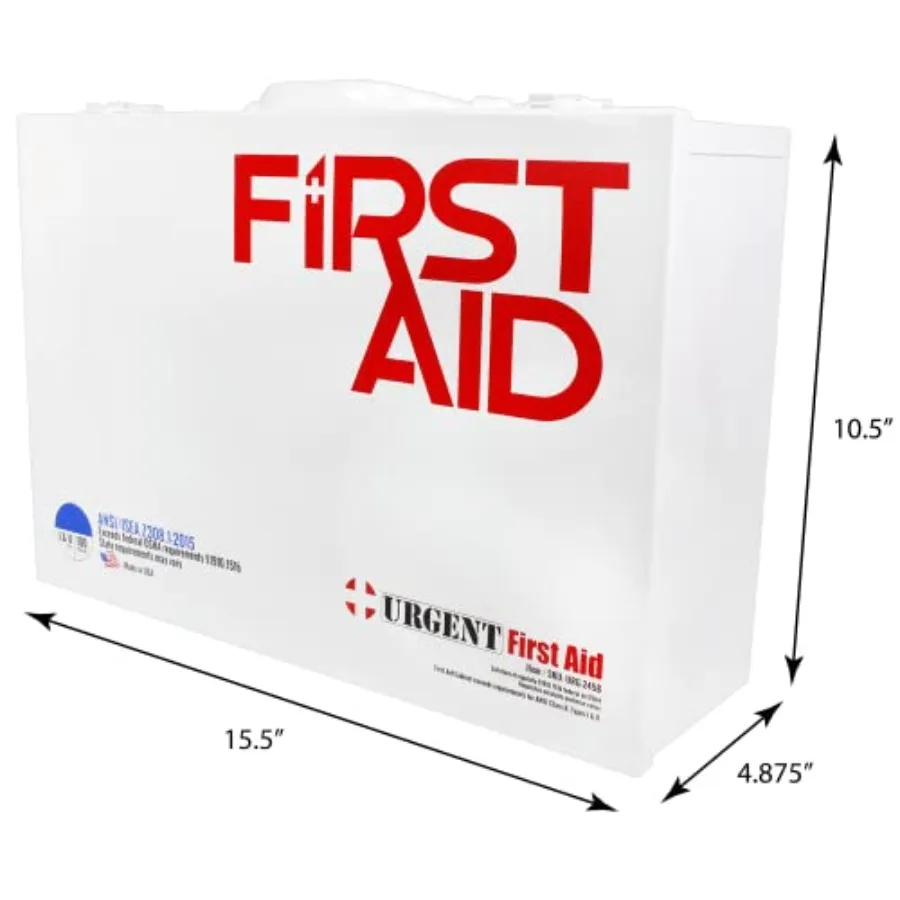 OSHA ANSI 2 Shelf خزانة الإسعافات الأولية الصناعية مع بطانة الجيب 75 شخصًا 562 قطعة 2015 فئة B + أنواع I II صنع في الولايات المتحدة الأمريكية مع