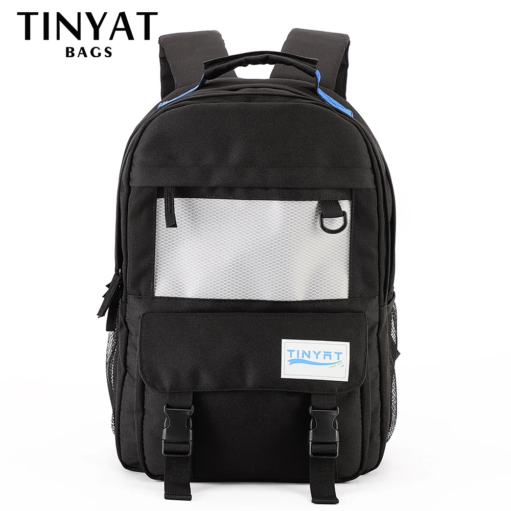 TINYAT Canvas Backpack Men Women Laptop Computer School Backpacks Waterproof Leisure For Teenage Travel Shoulder Book Bag