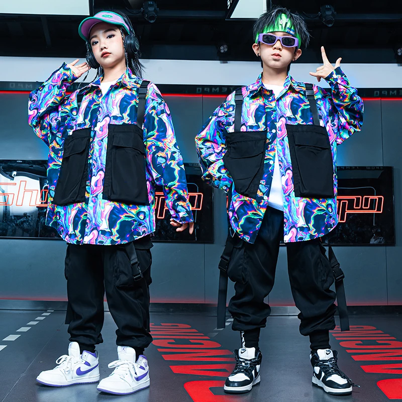 Children Hip Hop Clothes Boys Street Dance Costume Drum Jazz Performance Clothing Girls Fashion Stage Wear Shirt Pants BL12025