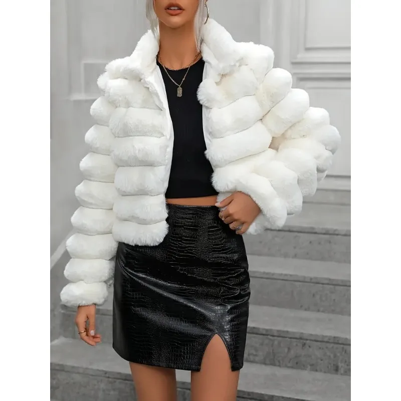 Winter Women's Clothing Mink Fur Coat Women Cropped Tops Fur Coats Outerwear Casual Warm Mink Fur Winter New Patchwork Jackets
