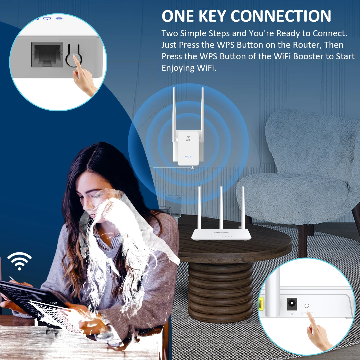 300Mbps 2.4G WiFi Extender 2*5dBi Antenna Wifi Signal Repeater 802.11b/g/n Home Roteador Wi-Fi Range Amplifier