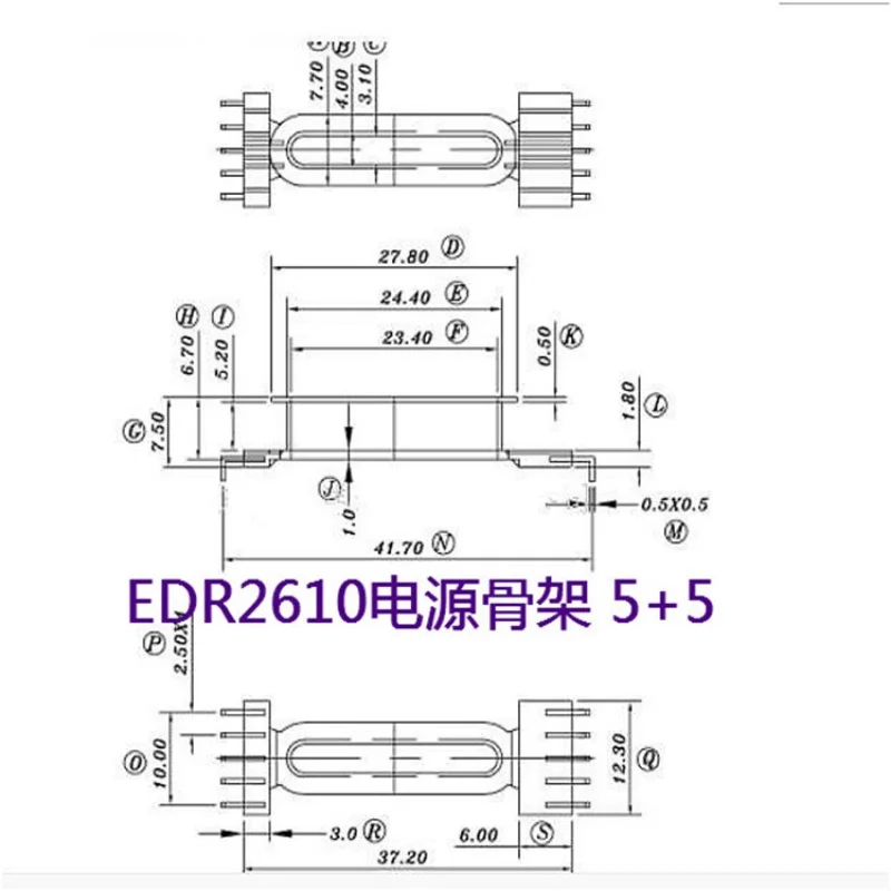 

LED transformer EDR2610 soft core PC95 material and vertical bobbin 5+5 pins 10 sets/lot Free shipping