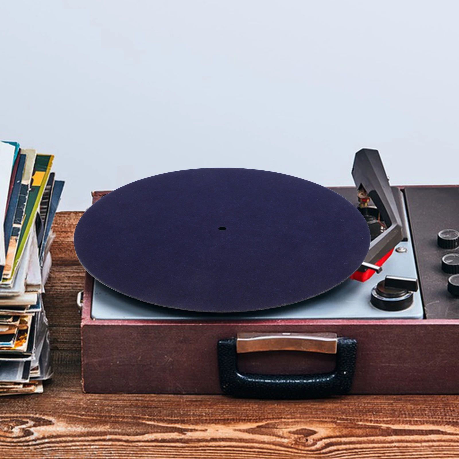 

1pc Record Player Mat Navy Felt Turntable Slipmat Vinyl Record Pad Protective Platter Mat For Home Office Travel Compatible