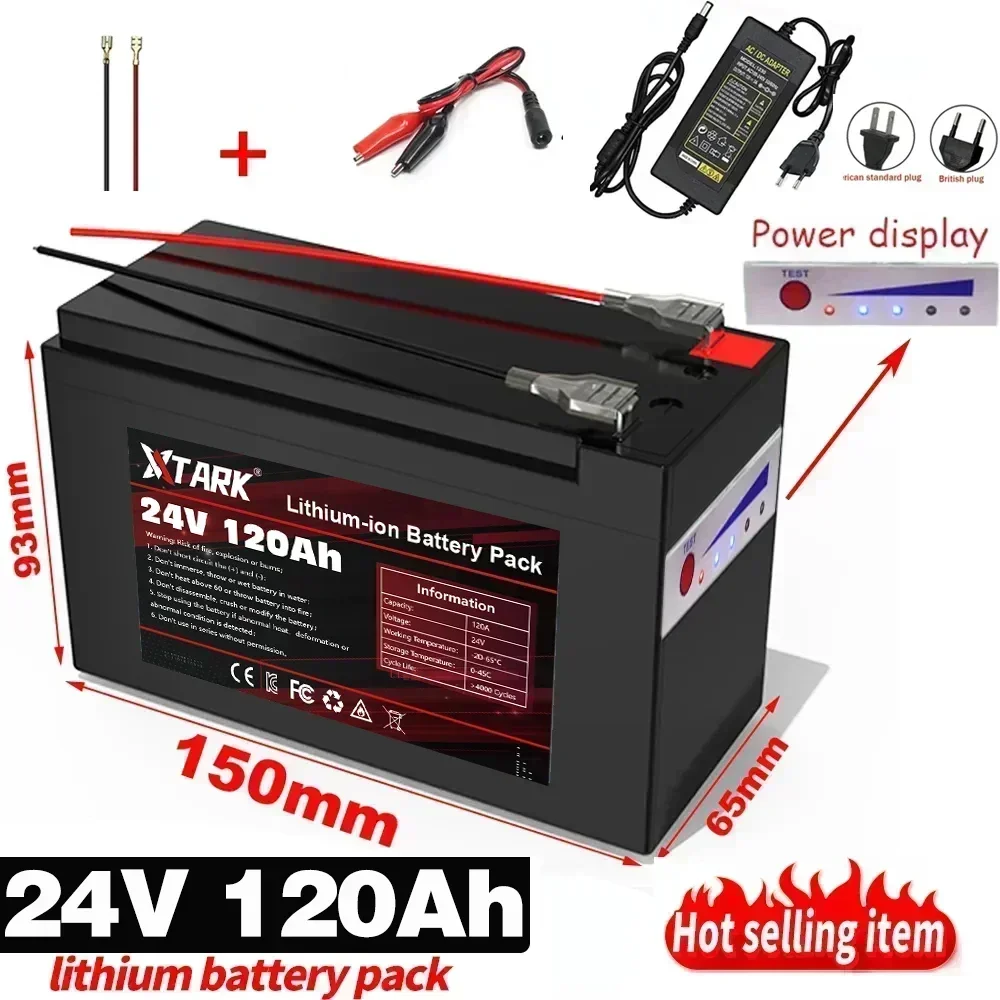 

New 18650 3S6P 24V 120Ah Lithium Battery Pack,Built-in 30A BMS,For Solar Energy Electric Vehicle Li-ion Battery+12.6V Charger