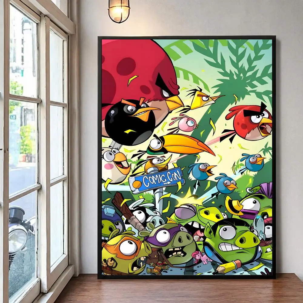 Game Mobile A-Angry Birds Poster Self-Stick Bedroom Dorm Office Gaming Room Studio Decor Gift