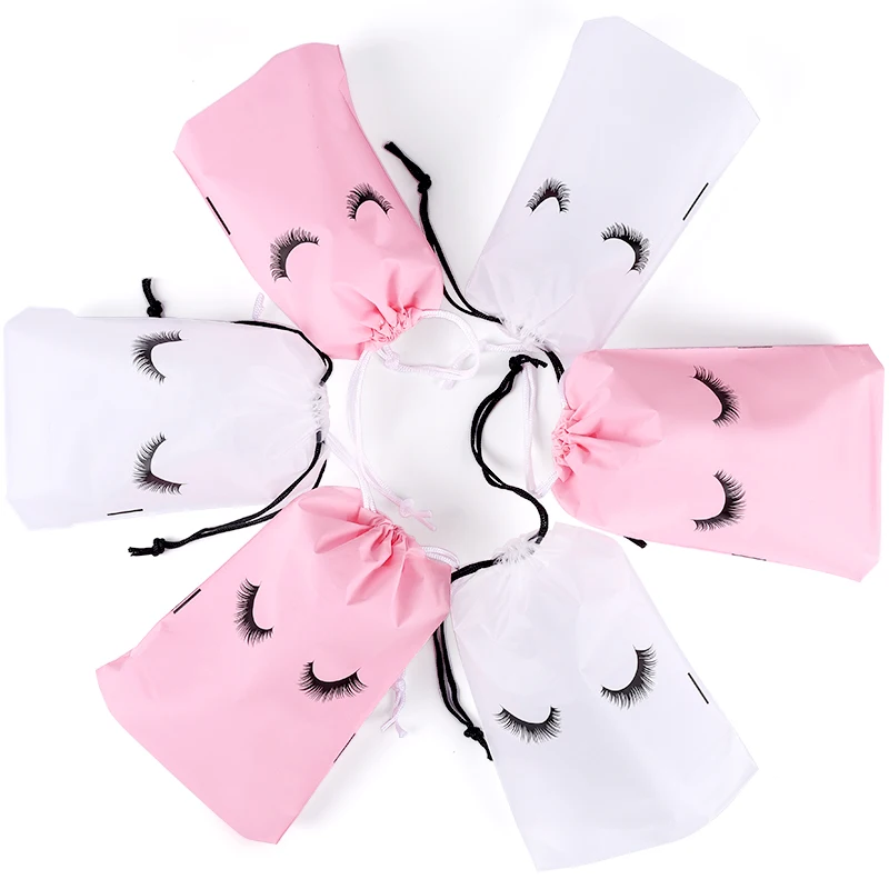 10Pc Eyelash Aftercare Bag Eyelash Plastic Makeup Bag Travel Portable Drawstring Cosmetic Pouch Toiletry Lash Extension Supplies