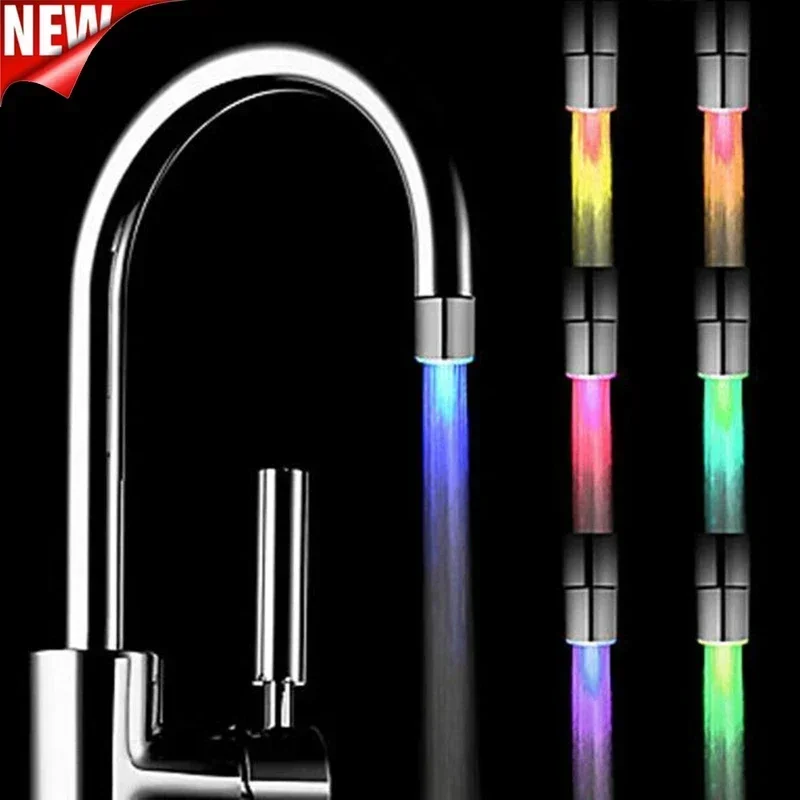 Bathroom Faucet Romantic 3/7 Color Change Led Light Shower Water Bath Home Kitchen Glow Abs Chroming Tap Gappo Chuveiro