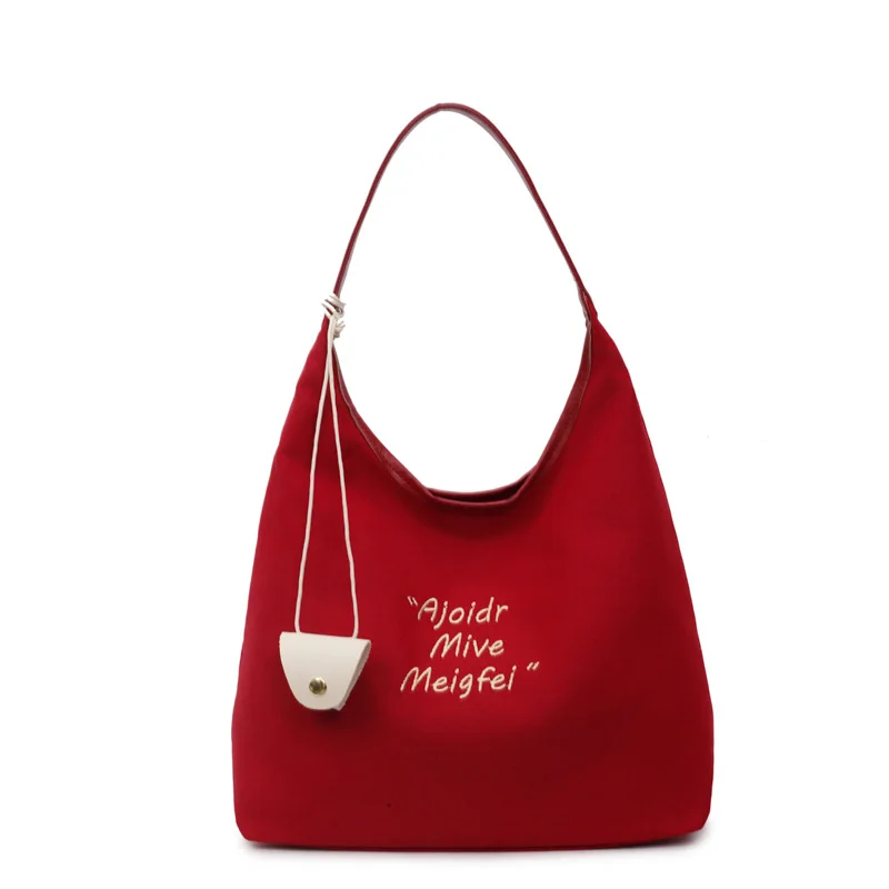 กระเป๋าผู้หญิงใหม่ ฤดูใบไม้ร่วง 2025 - กระเป๋าผ้าแคนวาสขนาดใหญ่พิเศษ สะพายข้าง/ถือ  สไตล์มินิมอลแบบเกาหลี