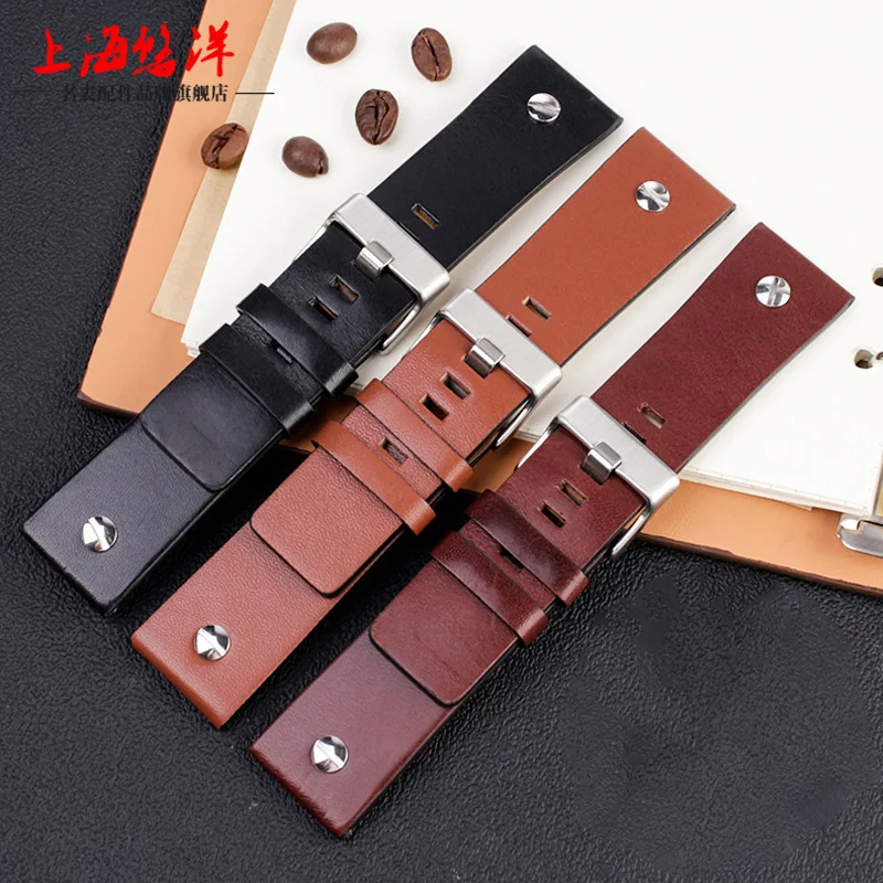 Cow Leather strap for DIESEL watchband fit DZ7312  DZ4323  DZ7257 with stainless steel pin buckle strap 22m 24mm 26 28 30mm band